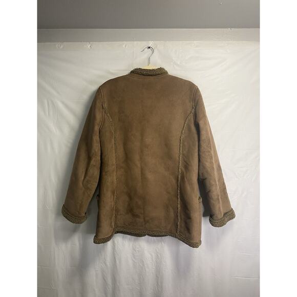 Vintage L.L. Bean Fleece Sherpa Lined Faux Suede Button Up Barn Chore Jacket Med - Picture 2 of 4